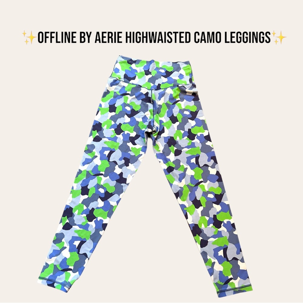 ✨OFFLINE by Aerie Highwaisted Neon Camo Leggings. Size Large✨ - Picture 6 of 7